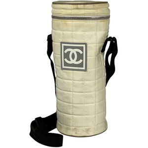 Chanel Sportsline Water Bottle Holder Shoulder Bag Nylon White